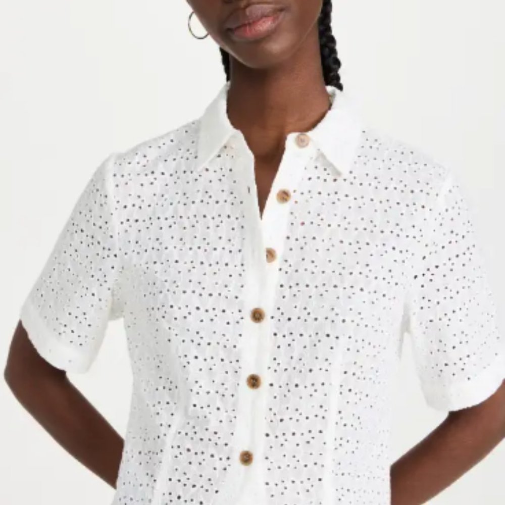 Rebecca Taylor Lea Eyelet Short Sleeve Blouse